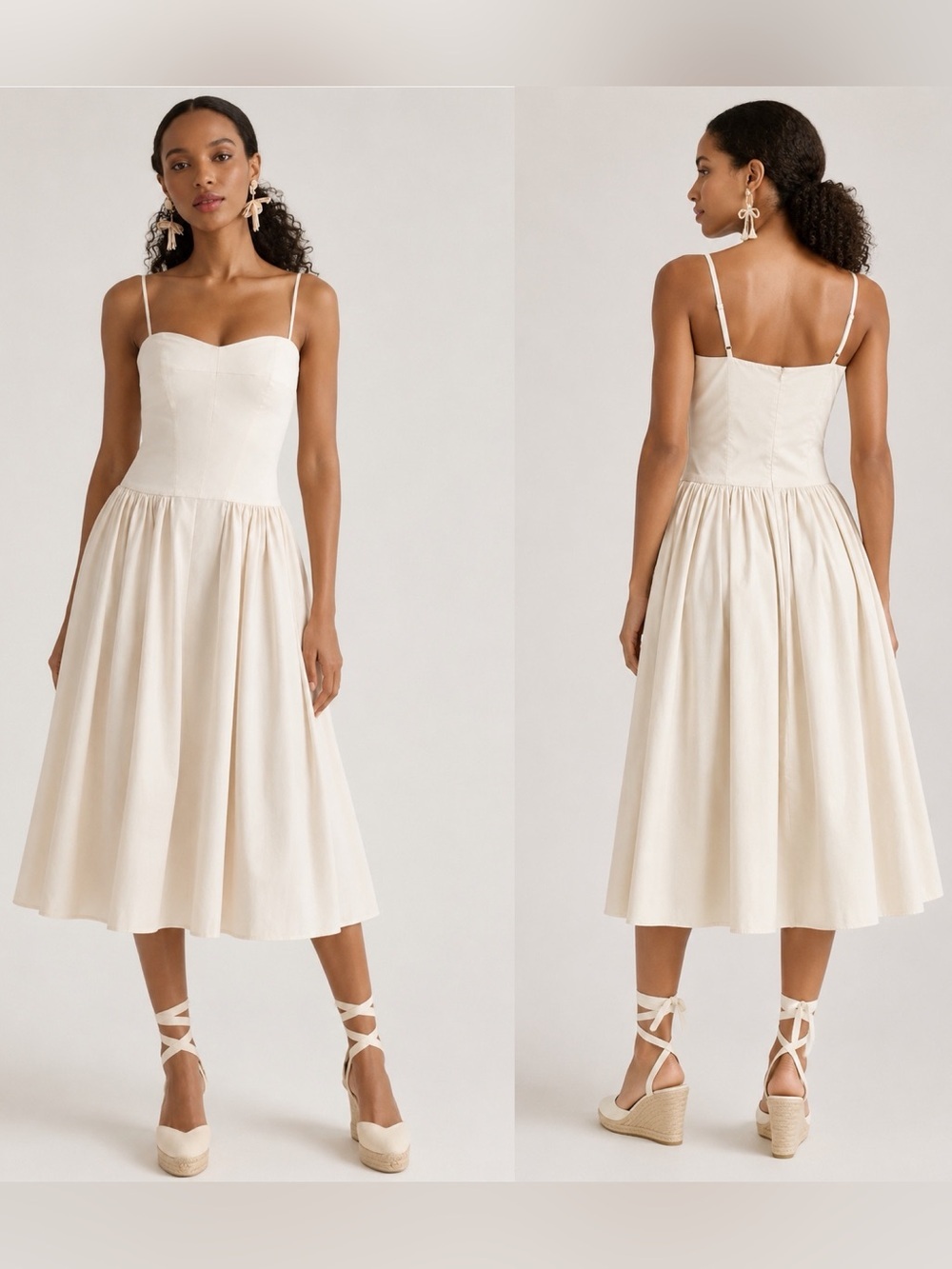 Orseund Iris The Day Dress Ecru Corset Midi Dress XS Rare